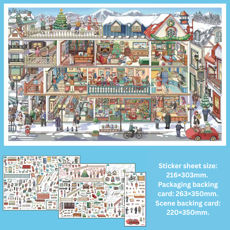 Cáimǐ Creative 1.0 — Street Grid Diorama Scene Stickers, Miniature Scene Sticker Art, DIY Handmade Craft & Journal Stickers
