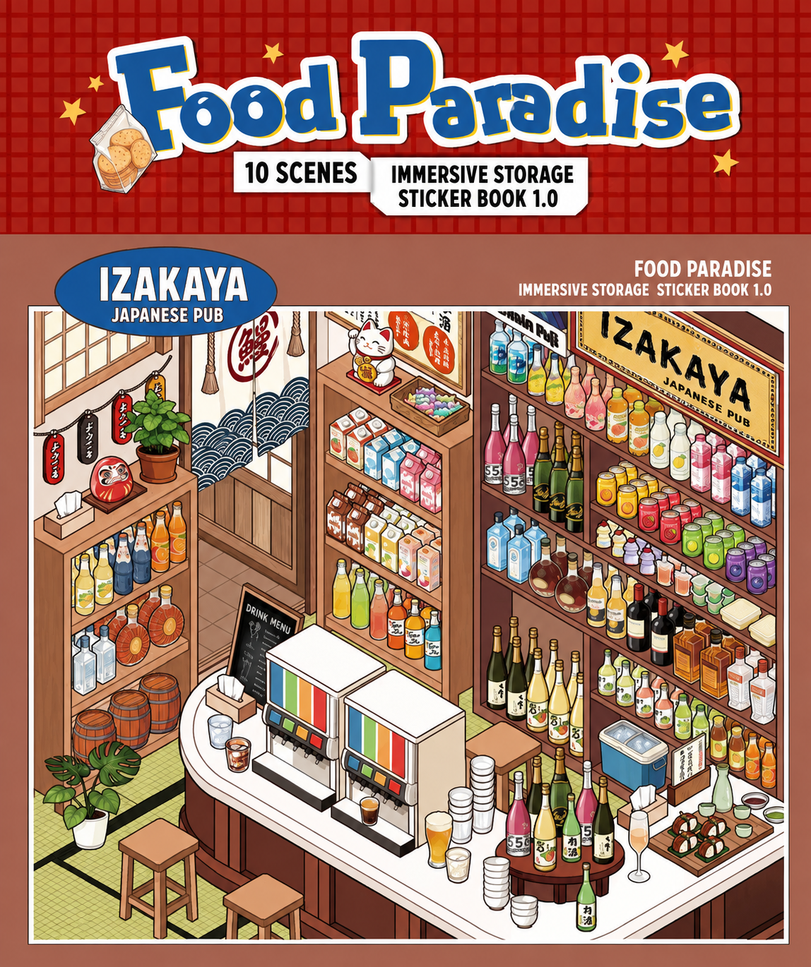 SIMNO 10-Scene Sticker Collection Book — Food Paradise (Built-in Positioning Lines) — Kids' DIY Quiet Book & Stress-Relief Toy