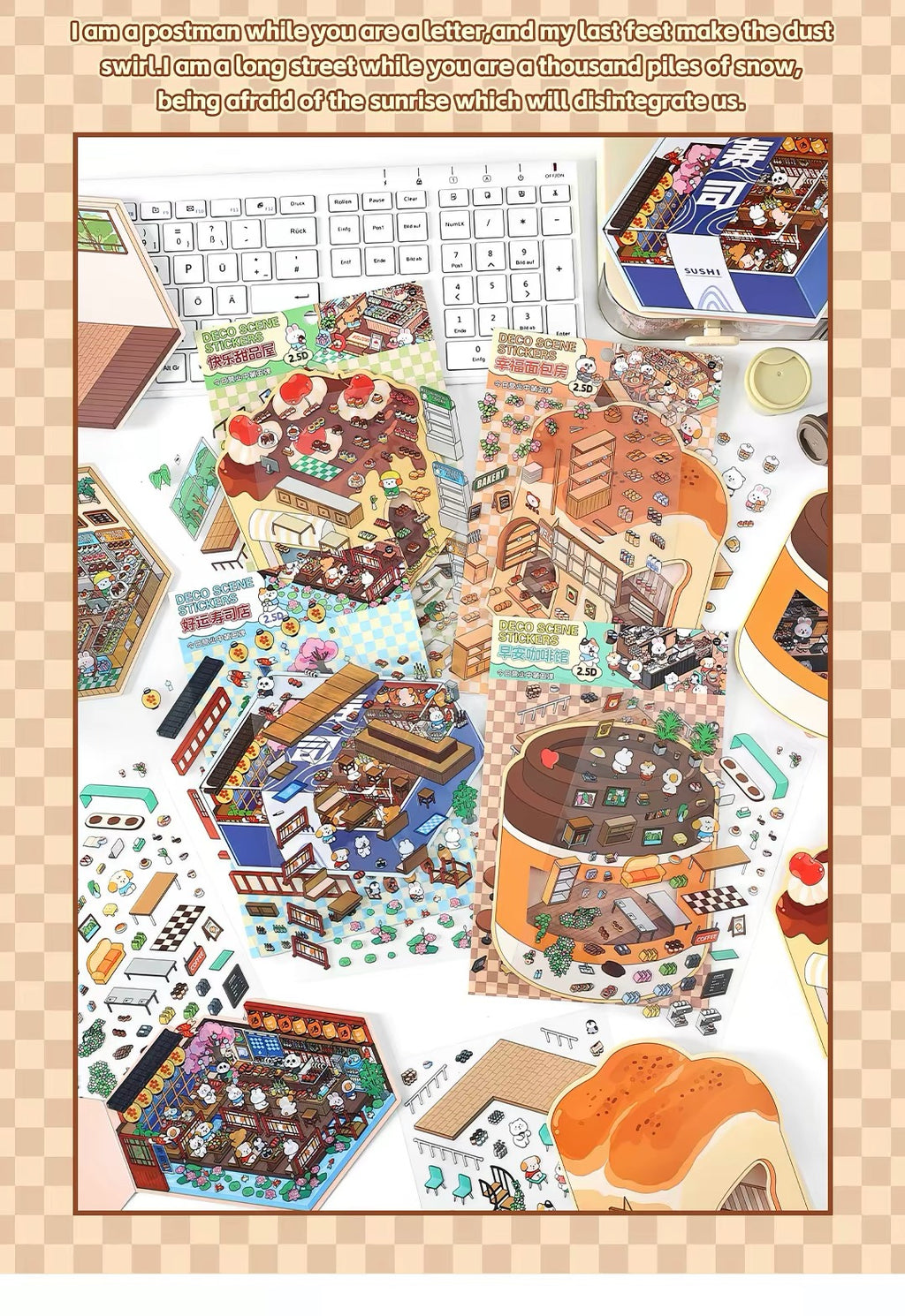 Today’s Open for Business – Vol. 5, 3D Scenery Little House Stickers – Girl’s Miniature Storage Scene DIY Journal/Scrapbook Sticker Toy