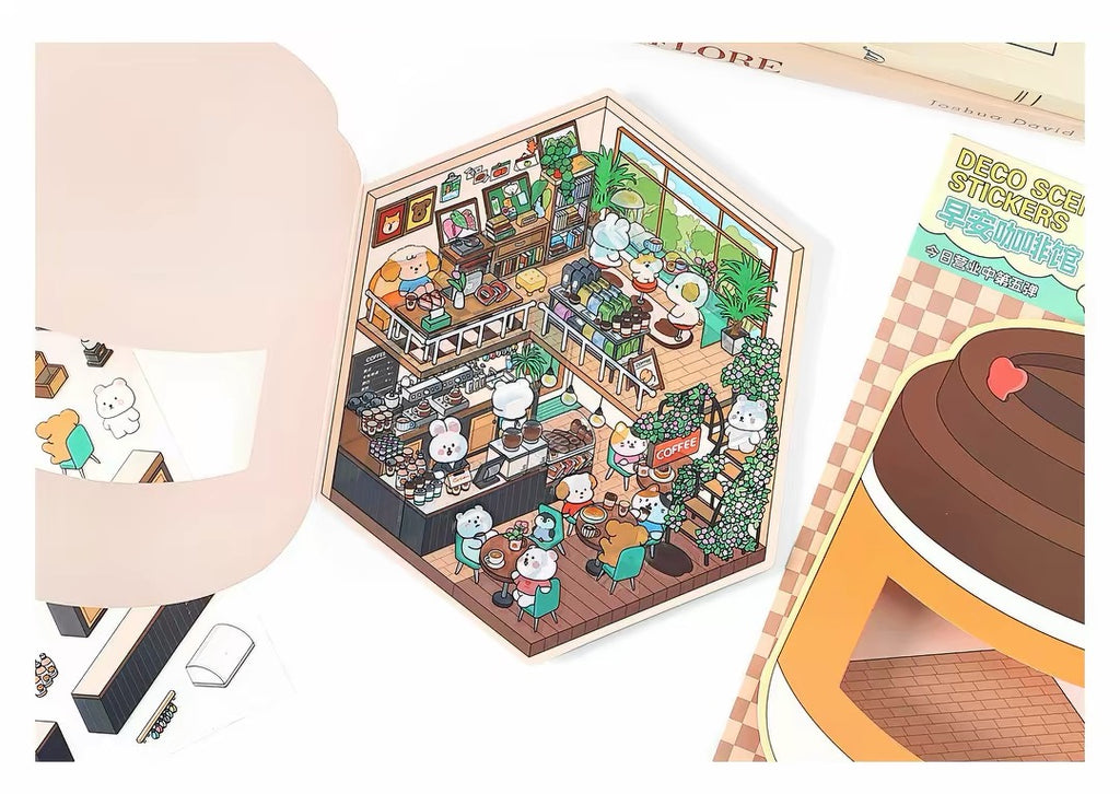 Today’s Open for Business – Vol. 5, 3D Scenery Little House Stickers – Girl’s Miniature Storage Scene DIY Journal/Scrapbook Sticker Toy
