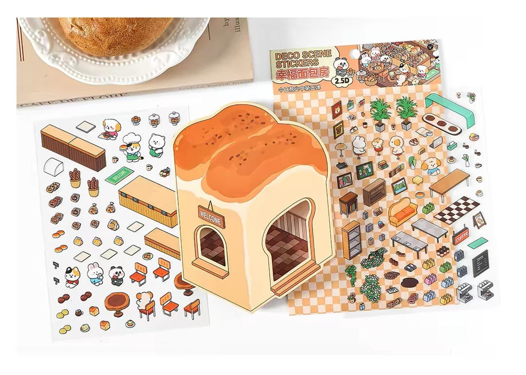 Today’s Open for Business – Vol. 5, 3D Scenery Little House Stickers – Girl’s Miniature Storage Scene DIY Journal/Scrapbook Sticker Toy