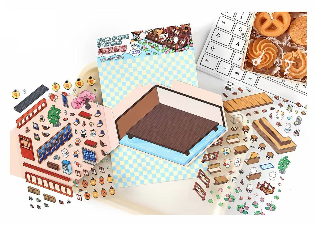 Today’s Open for Business – Vol. 5, 3D Scenery Little House Stickers – Girl’s Miniature Storage Scene DIY Journal/Scrapbook Sticker Toy