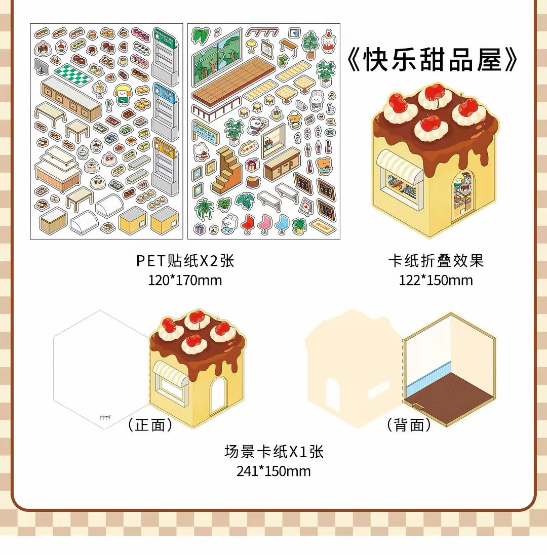 Today’s Open for Business – Vol. 5, 3D Scenery Little House Stickers – Girl’s Miniature Storage Scene DIY Journal/Scrapbook Sticker Toy