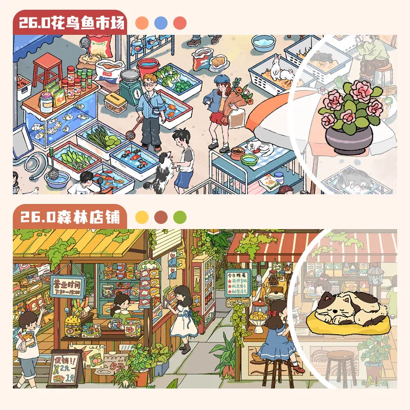 Today’s Open for Business – Vol. 5, 3D Scenery Little House Stickers – Girl’s Miniature Storage Scene DIY Journal/Scrapbook Sticker Toy