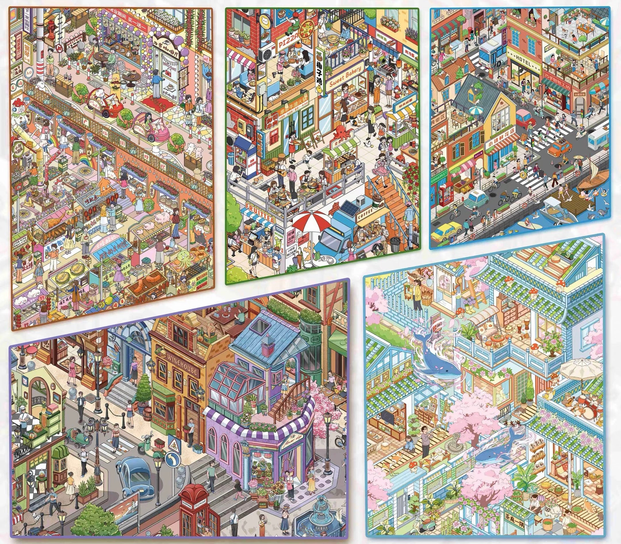 Glossy Film Series Scenery Stickers - 3D Layered Scene Collage - 5 Design