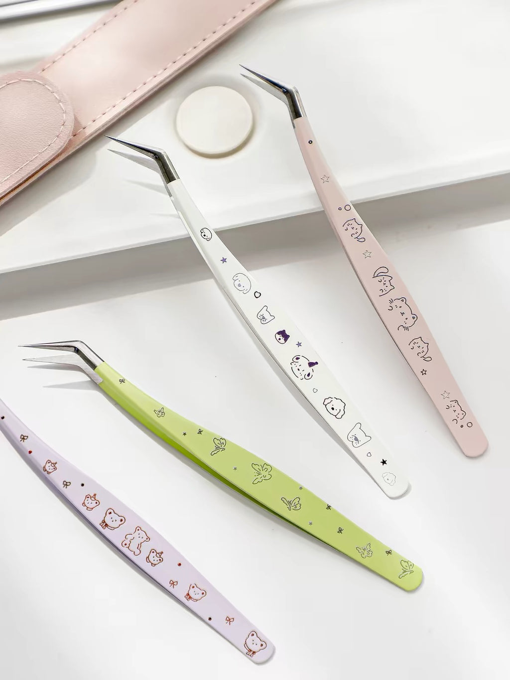 Journal/Perler Bead Tweezers - Cute Cartoon Journaling Tool Clip Set, Style High-Value Curved-Tip Tweezers