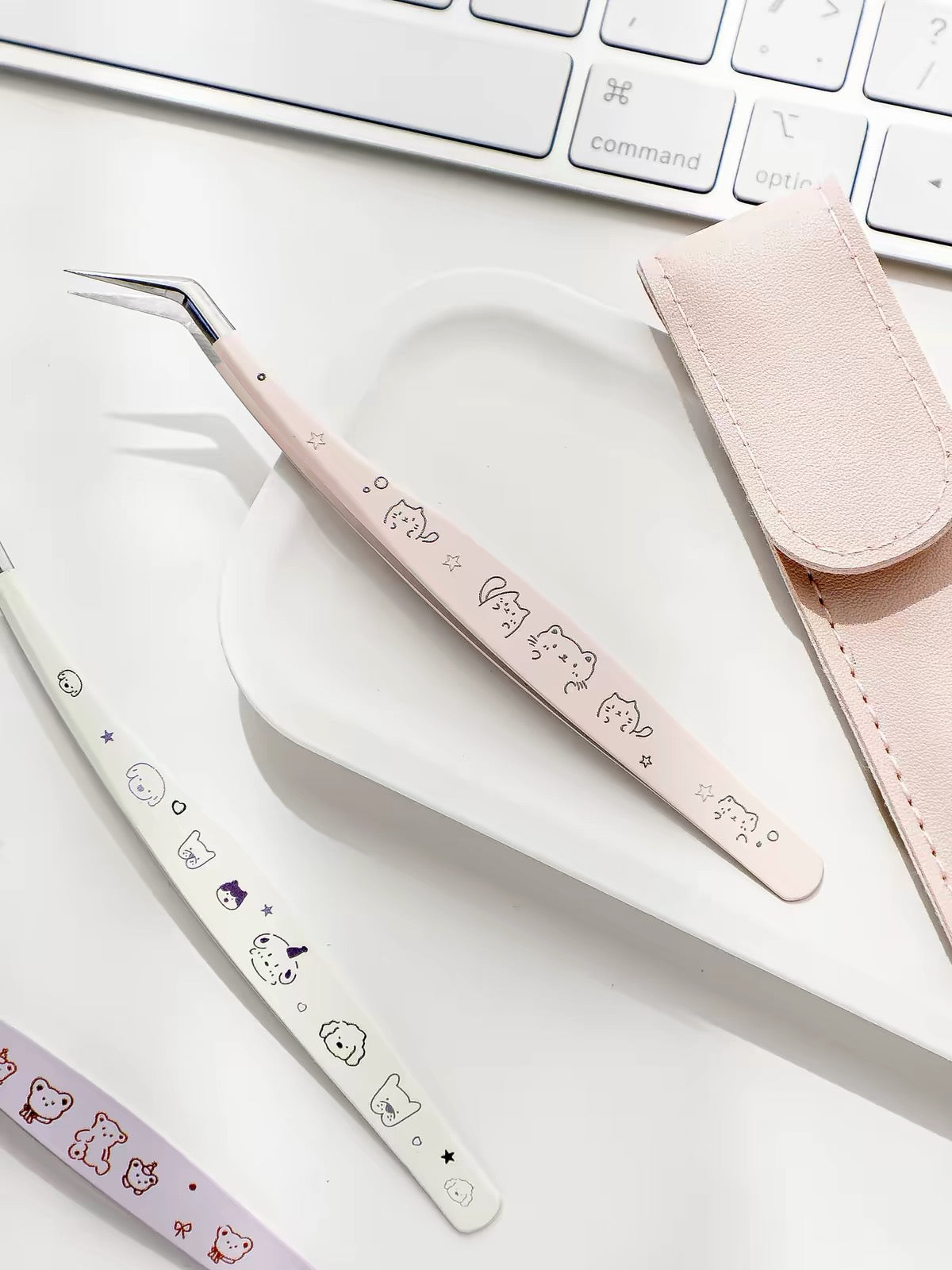 Journal/Perler Bead Tweezers - Cute Cartoon Journaling Tool Clip Set, Style High-Value Curved-Tip Tweezers
