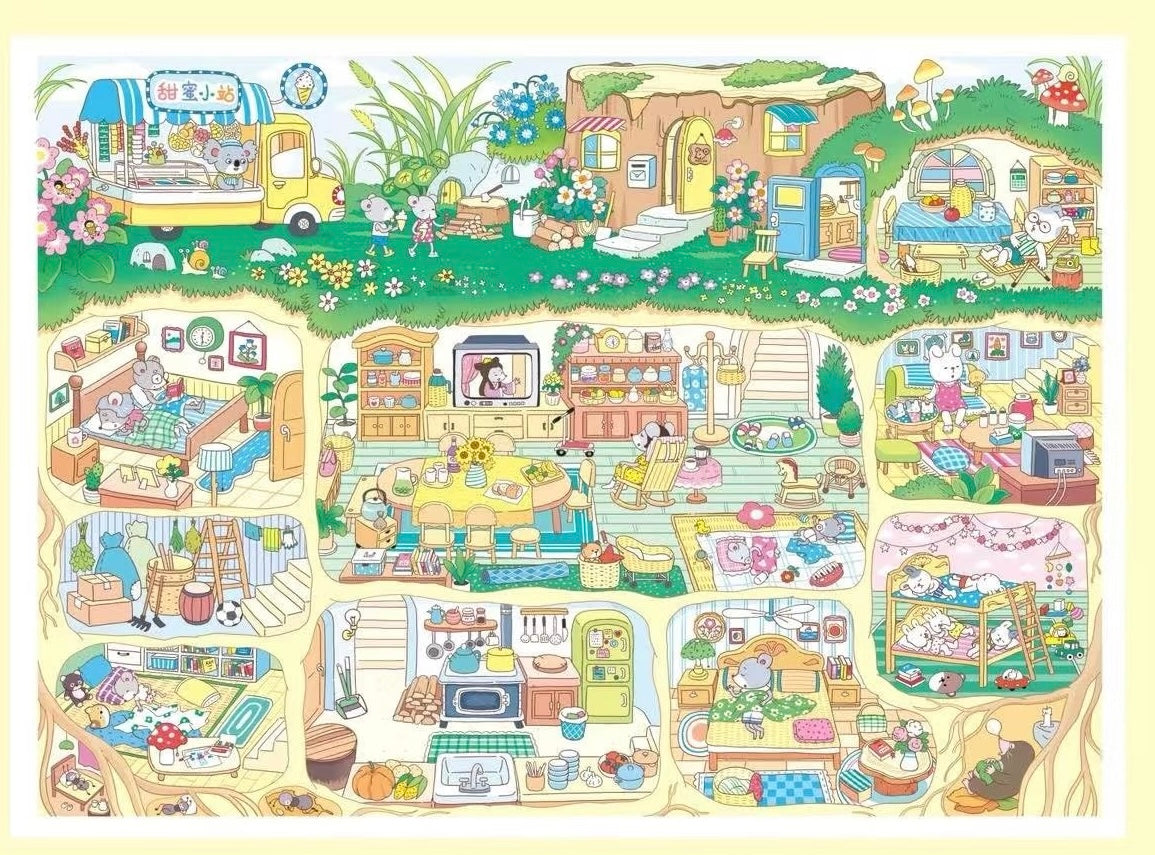 Seven Wood 2.0/3.0 Series Cute Cartoon Landscape Stickers - Miniature Life Scene Sticker DIY House