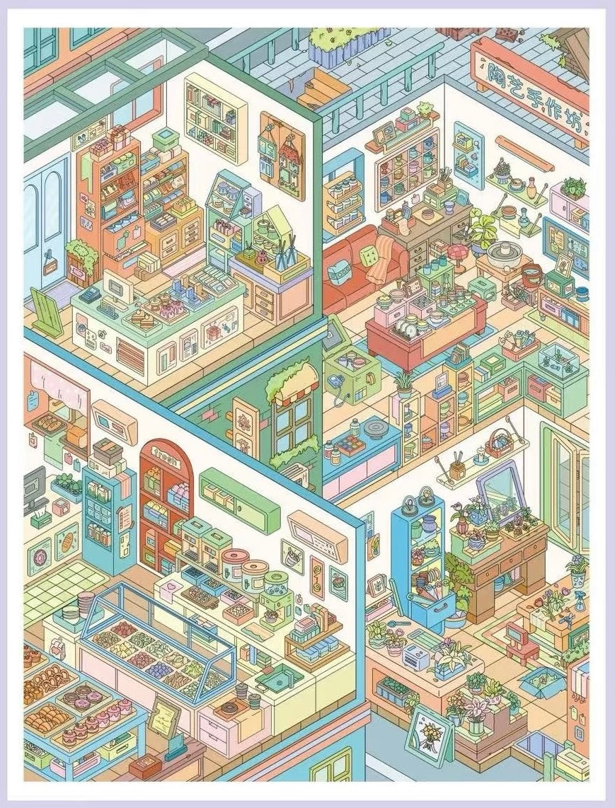 Seven Wood 2.0/3.0 Series Cute Cartoon Landscape Stickers - Miniature Life Scene Sticker DIY House