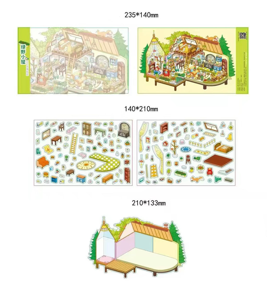 Orange Lily 2.0 Landscape Stickers, Extra Large Miniature Scene Collage Stickers, Decompression 3D Journal Stickers