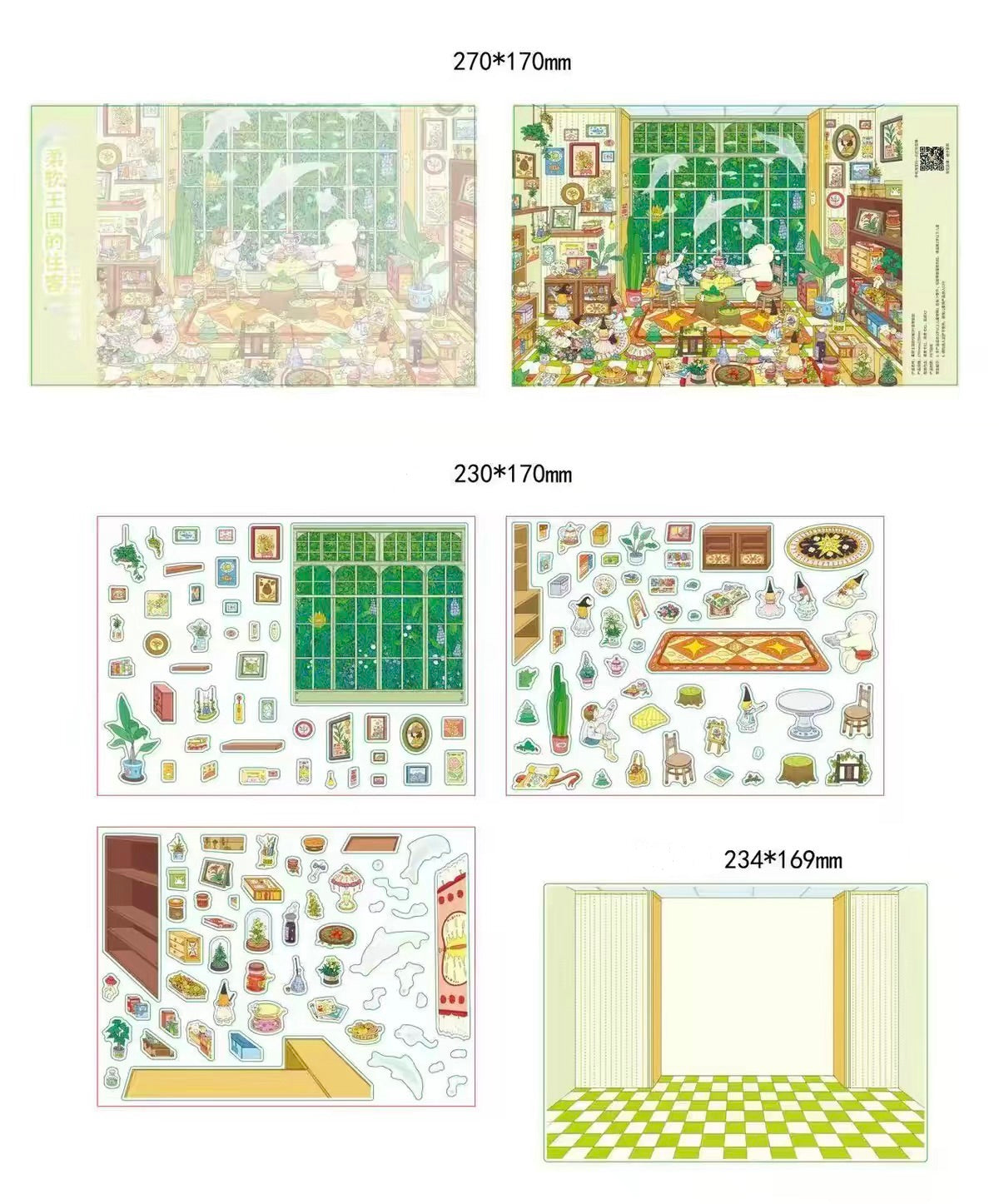 Orange Lily 2.0 Landscape Stickers, Extra Large Miniature Scene Collage Stickers, Decompression 3D Journal Stickers