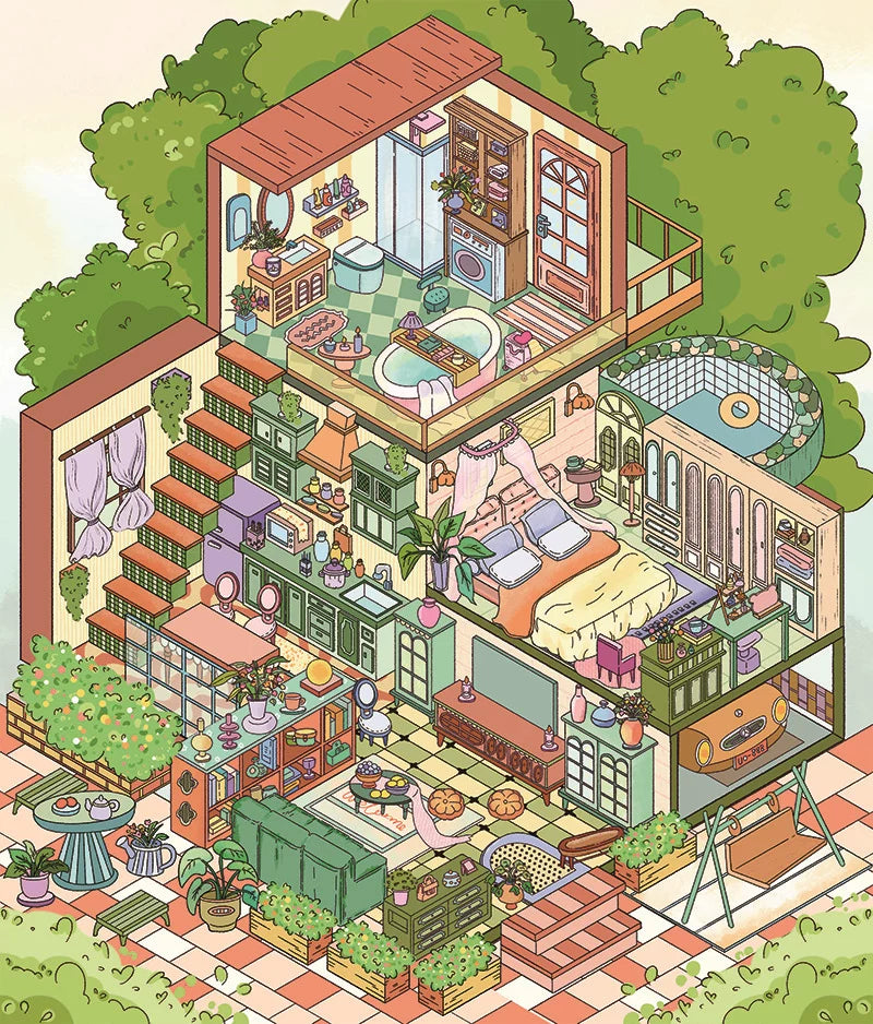 Yanmiao 12.0 Chongqing Streetscape Series, New Large Scene Building Sticker, DIY Girls' Cartoon Miniature Scene Sticker Painting
