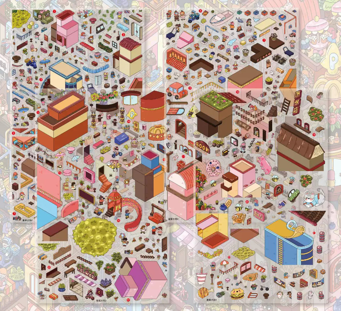 Lisheng 9.0 Royal Street New Sticker, Large Miniature Scene DIY, Stress-Relief, No-Cut, 3D Stereoscopic Sticker Painting