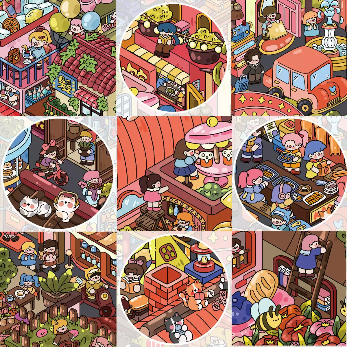 Lisheng 9.0 Royal Street New Sticker, Large Miniature Scene DIY, Stress-Relief, No-Cut, 3D Stereoscopic Sticker Painting